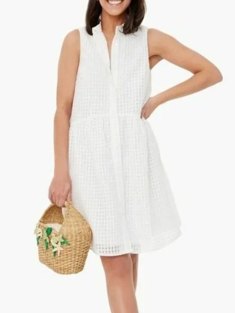 Tuckernuck Check Royal Mini Shirt Dress White M
